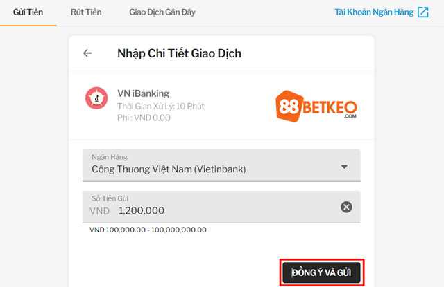 Nạp tiền qua phương thức VN iBanking